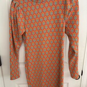 Zara Orange & Turquoise Patterned Mini Dress